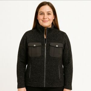 Marmot Black Wool Blend Performance Womens Sweater Jacket Petite size SP